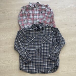 RVCA Kids Plaid Button Down Shirts - Red and Blue